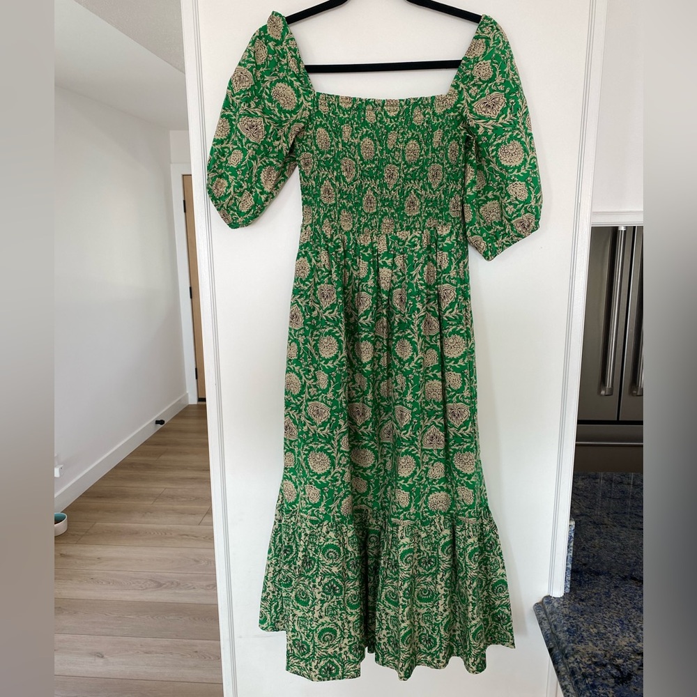Summer Green and Cream Midi Dress